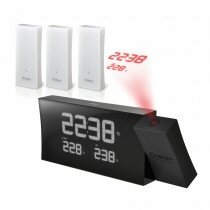 Pack Réveil Projecteur Design avec température PRYSMA (Noir) PLUS 2 sondes 